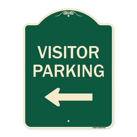 Signmission Designer Series-Visitor Parking Left, Green Heavy-Gauge Aluminum, 24" x 18", G-1824-9743 A-DES-G-1824-9743